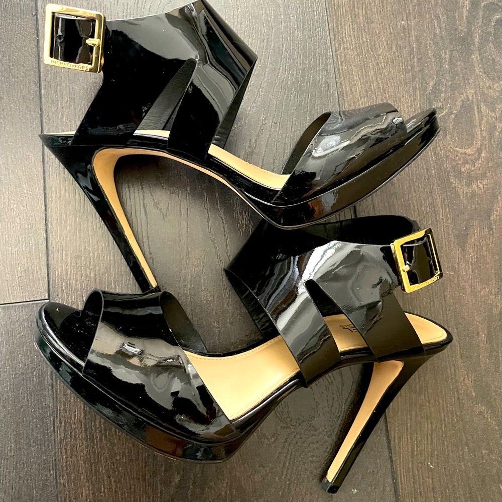 Black Michael Kors Open toe stilettos, size 6.5